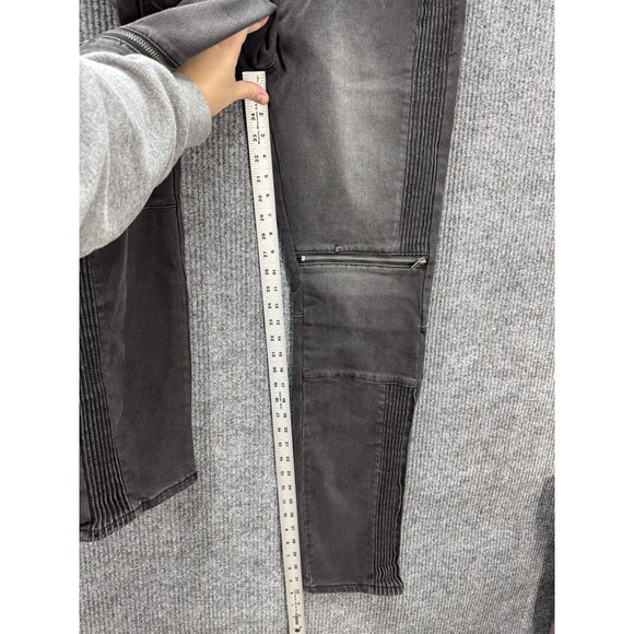 RSQ Moto Jeans Mens 34x32 Black Seattle Skinny Tapered Zipper Accent Stretch NEW - Picture 9 of 12